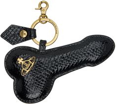 Lobster-clasp keychain in antiqued gold-tone. · Keyring at top · Graphic croc-embossed patent calfskin charm at drop · Logo hardware at face · Logo-engraved antiqued gold-tone hardware · H5.5 x W6 Supplier color: Black Men’s Keychain, Drop Logo, Engraved Metal, Face Logo, Metal Engraving, Men Jewelry, Colorful Earrings, Handbag Wallet, Wallet Accessories