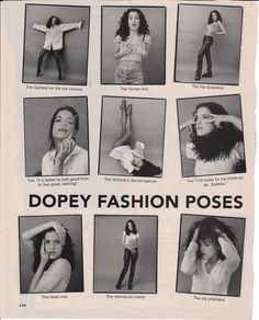 an advert for dopey fashion poses from the 1970's