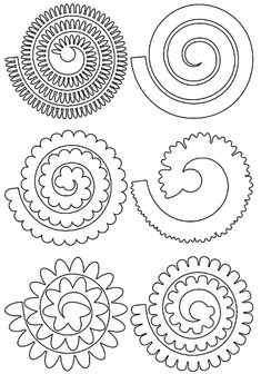 four different types of flower designs in black and white