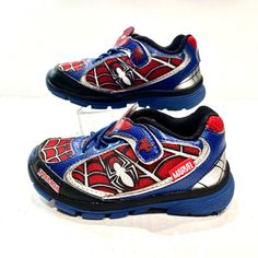 Reposhing This Item I Purchased From @Phoenixsunshine. Never Worn By My Son, Too Small. Spiderman Sneakers, Spiderman Shoes, Marvel Shoes, Saucony Sneakers, Spiderman Kids, Stride Rite Shoes, Kids Light, Light Up Shoes, Toddler Girl Shoes