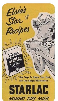 an advertisement for starlac nonfat dry milk from the early 1950's