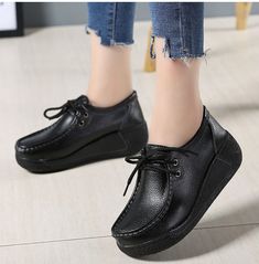 Women Platform Shoes, Improve Posture, Pig Skin, Spring And Autumn, Platform Wedges, Platform Shoes, Womens Oxfords, Diamond Earrings, Oxford Shoes