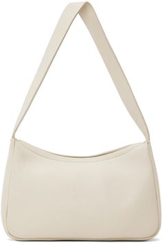 LWG-certified ChromeFree buffed leather shoulder bag in off-white. · Fixed shoulder strap · Zip closure · Patch pocket at interior · Suede lining · H5 x W8.25 x D2 Supplier color: Tofu Classic White Baguette Bag For Travel, Classic White Crossbody Baguette Bag, Classic White Tote Baguette Bag, Classic White Baguette Tote Bag, White Classic Hobo Shoulder Bag, Classic White Baguette Bag With Removable Pouch, Classic White Hobo Shoulder Bag, Classic White Hobo Bag For Everyday, Classic White Rectangular Hobo Bag