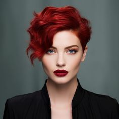 Faded Red Hair, Red Hair Pixie Cut, Artsy Hair, Asymmetrical Hair, Red Hair Trends, Haircuts To Try, Red Hair Inspiration, Asymmetrical Haircut, Short Red Hair