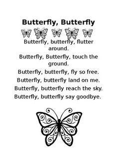 a poem written in black and white with butterflies on the page, which reads butterfly, butterfly