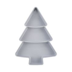 three white plastic christmas trees on a white background with clippings to the bottom