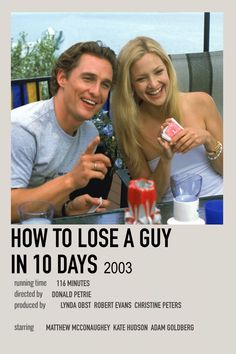 a man and woman sitting next to each other in front of a table with drinks