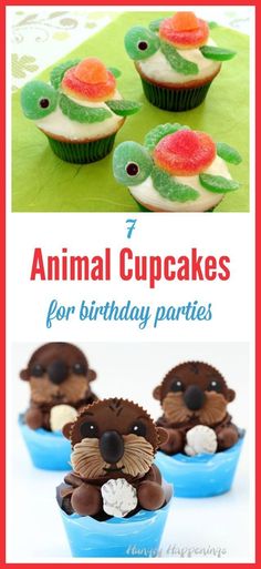 Cute decorative cupcakes for kids birthday parties, including some awesome Finding Dory food ideas! Animal Cupcakes Easy, Cupcakes Decoration Diy, Puppy Cupcakes, Birthday Cupcakes Decoration, Ideas Cupcakes, Pie Pops, Kid Cupcakes, Animal Cupcakes, Cheesecake Cupcakes