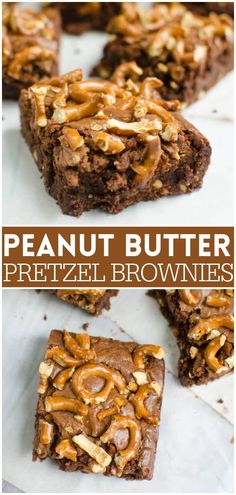 peanut butter pretzel brownies with chocolate and nuts