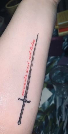 Needle Tattoo Game Of Thrones, Needle Game Of Thrones Tattoo, Needle Game Of Thrones, Needle Got Tattoo, Game Of Thrones Needle Tattoo, Arya Needle Tattoo, Arya Stark Tattoo Ideas, Not Today Tattoo, Arya Stark Tattoo