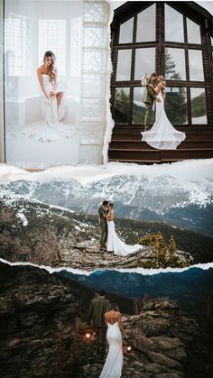 a couple standing on top of a mountain next to each other