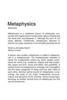 a book with the title meta physics written in black and white, on top of it