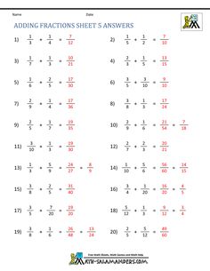 the addition worksheet for adding fraction numbers