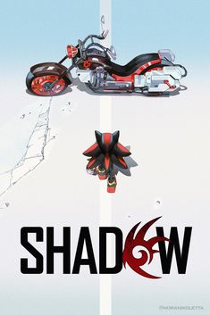 a motorcycle is shown with the words shadow on it