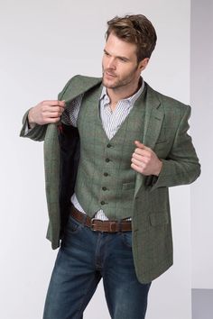 Men's Tweed Blazer UK | Wool Tweed Tailored Blazer | Rydale Sports Coat And Jeans, Nice Outfits For Men, Smart Casual Winter, Men Dress Outfits, Fashion Outfits Men