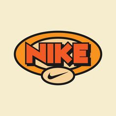 the nike logo is orange and black