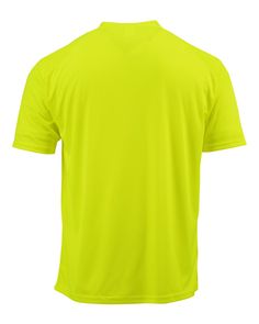 the back of a neon yellow shirt