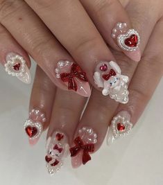 Hello Kitty Nails, Soft Nails, Kawaii Nails, Nail Charms, Funky Nails