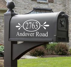 a mailbox with the name and address on it