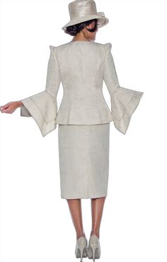 Champagne Three Piece Skirt Suit with Flutter Sleeves Champagne Three Piece Skirt Suit with Flutter Sleeves Elegant Champagne Three Piece Skirt Suit This Champagne Three Piece Skirt Suit is the epitome of grace and sophistication. Featuring a delicate silver color palette, the suit is designed with feminine flutter sleeves that add a soft, elegant touch. The set includes a charming floral pin and a dazzling rhinestone broach, perfect for adding a sophisticated and eye-catching element to your lo Silver Color Palette, Floral Pins, Style And Grace, Skirt Suit, Three Piece, Flutter Sleeves, Flutter Sleeve, Formal Occasion, Silver Color