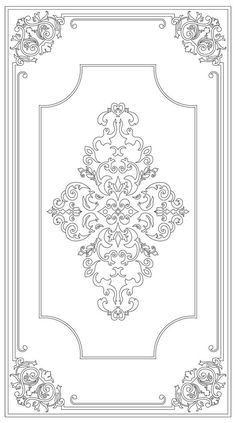 an ornate frame with scrolls and swirls on the edges, in black and white