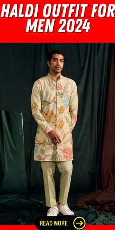 2024 brings you the latest haldi outfit for men, and our collection has the best picks. If you're an Indian groom, this white and yellow ensemble with floral accents is perfect for your haldi ceremony. Its unique design and the option of a matching dupatta make it a standout choice. Embrace the South Indian charm on your special day! Haldi Outfit For Men, Haldi Outfits, Haldi Outfit, Western Trend, Subtle Ombre, Outfit For Men, White Kurta, Groom Looks