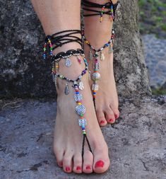 This listing is for one anklet. Beautiful macrame anklet. You can wear it alone or in combination with the barefoot sandals available in my shop (picture 1, 3 and 6) https://www.etsy.com/listing/218100733 This anklet is made with waxed polyester cord, tibetan silver beads, tibetan silver leaf charms and achira seed beads. They close with a lobster claw and on the other side a small chain allows to adjust the length of the anklet. The anklet comes in a beautiful silk pouch. This anklet is made to Adjustable Ankle Wrap Anklet For Beach Season, Black Beads Summer Beach Jewelry, Summer Beach Jewelry With Black Beads, Bohemian Black Anklets For Party, Black Bohemian Anklets For Party, Summer Festival Jewelry With Black Beads, Adjustable Ankle Strap Anklet For Beach Season, Bohemian Black Barefoot Sandals For Vacation, Black Bohemian Barefoot Sandals For Vacation