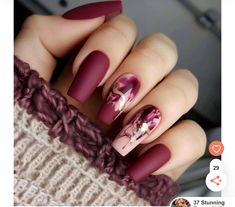 Burgundy Chrome Nails Designs, Burgundy Coffin Acrylic Nails, Burgundy Nails Chrome, Burgundy Nails Fall, Burgundy Marble Nails, Burgundy Nails Ideas, Burgendy Nails, Burgundy Fall Nails, Gelish Polish