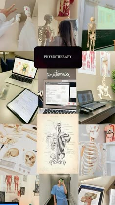 a collage of photos showing medical and human related items