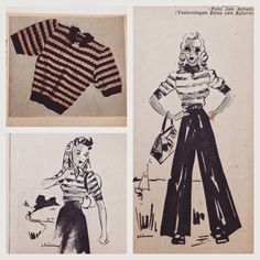 three pictures of women's clothing from the 1950's