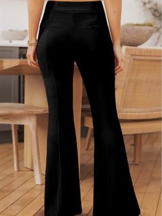 Black Split Hem High Waist Pants Color: Black Material: 95% Polyester + 5% Elastane Style: Southern Belle Waist Line: High Waist Occasion: Daily, Fall & Autumn Look chic while strolling down the street in our Black Split Hem High Waist Pants. These pants feature a high-rise design with a structured waistband and a wide leg that elegantly splits at the hem. Crafted from a knit fabric, they offer stretchiness and comfort, making them perfect for all-day wear. Pair these stylish pants with crop top Black Elastane Trousers, Black Straight Leg Bottoms In Elastane, Black Straight Leg Elastane Bottoms, Black Solid Color Bottoms For Workwear, Black Wide Leg Trousers In Elastane, High Waist Black Elastane Bottoms, Black High Waist Bottoms, Chic Black Bottoms, Black Solid Color Bottoms For Fall