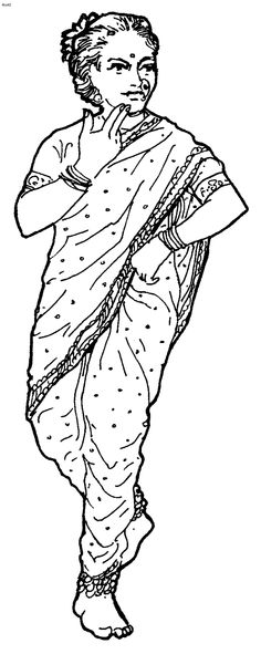 a black and white drawing of a man in sari