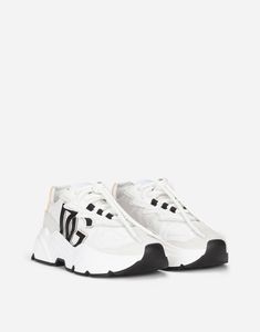 Mixed-material Daymaster sneakers in White for Women | Dolce&Gabbana® Dolce Gabbana Sneakers, Fashion Shoes Heels, Dolce E Gabbana, Leather Cap, Mens Gloves, Emilio Pucci, Sneaker Heels, Accessories Bags