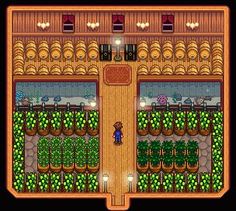 an image of a computer game showing the inside of a building with lots of plants