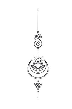 a black and white drawing of a lotus flower hanging from a hook on a wall