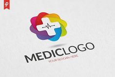 medical logo design with cross on the center and heartbeat in the middle, this logo is suitable to use for many purposes