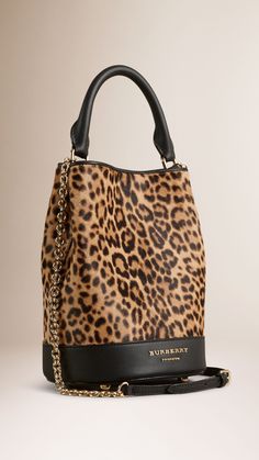 The Small Bucket Bag in Animal Print Calfskin | Burberry Burberry Collection, Alabama Decor, Beautiful Purses, Glam Accessories, Small Bucket Bag, Pvc Bag, Leopard Prints, Cheap Purses, Popular Handbags