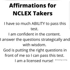 a sign that says affirmations for nclex takers i have so much ability to pass this test