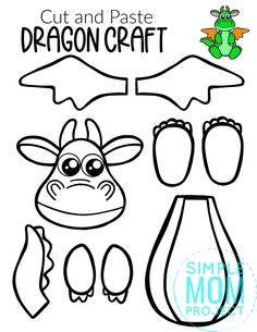 the cut and paste dragon craft is shown