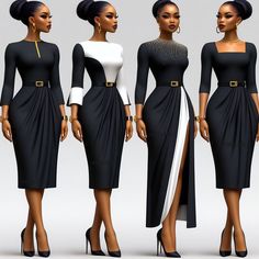 Nice Elegant Outfits, Black Corporate Dress, Corporate Dresses Classy, Black Women Church Outfit, Corporate Gowns, Corporate Wears, Classy Short Dresses, Church Attire, Classy Gowns