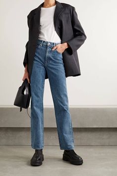 Straight Jeans Outfit, Straight Leg Jeans Outfits, Jeans Trend, Blue Jean Outfits, Outfit Jeans, Jean Trends, French Women, 가을 패션, Black Blazer