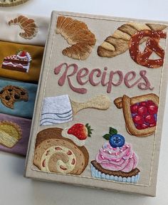 the book is decorated with different types of food