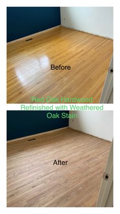 the before and after of an oak floor