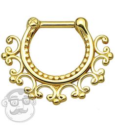 a gold plated nose ring with filigrees