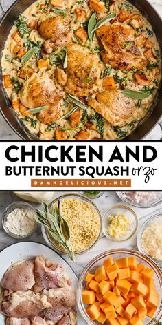 Don't miss out on this easy pasta recipe! Your rotation of winter dishes must have this warm dinner idea. Creamy and delicious, this Chicken and Butternut Squash Orzo is one of the best comfort food recipes!