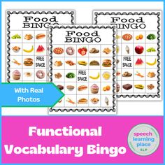 two matching food pictures with the words functional vocably bingo