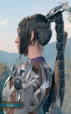 an image of a woman with long hair and armor