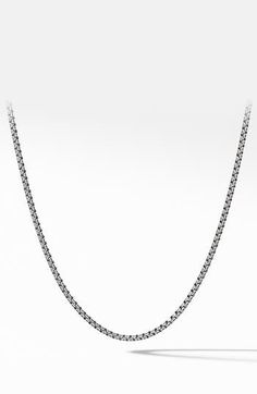 Sterling silver. Chain, 2.6mm. Box clasp. Made in the USA. Classic White Gold Jewelry With Curb Chain, Classic Round Box Chain Jewelry, Classic Link Jewelry With Box Chain, Classic Polished Chain Necklace Gift, Formal Sterling Silver Box Chain Necklace, Classic Box Chain Link Jewelry, Classic Polished Chain Necklace As Gift, Classic Chain Necklace With Polished Finish For Gift, Classic Polished Chain Necklace For Gift