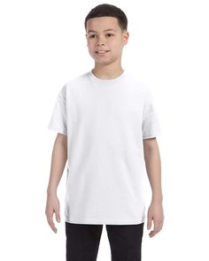 Youth 6.1 oz. Tagless® T-Shirt - WHITE - L | Hanes Youth Authentic-T T-Shirt in White Size Large | Cotton Youth Shirt, Wholesale Shirts, Ash Grey, Custom Clothes, Custom Tshirts, Cotton T Shirt, Heathers, Heavy Cotton, Art Projects