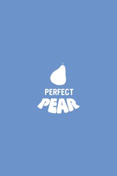 the words perfect pear are in white on a blue background with an image of a pear